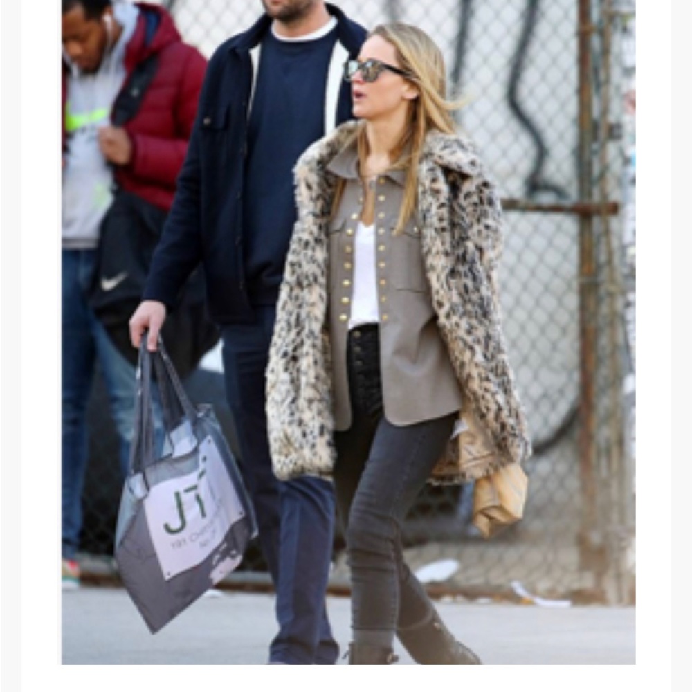 J. Crew Leopard faux fur coat
